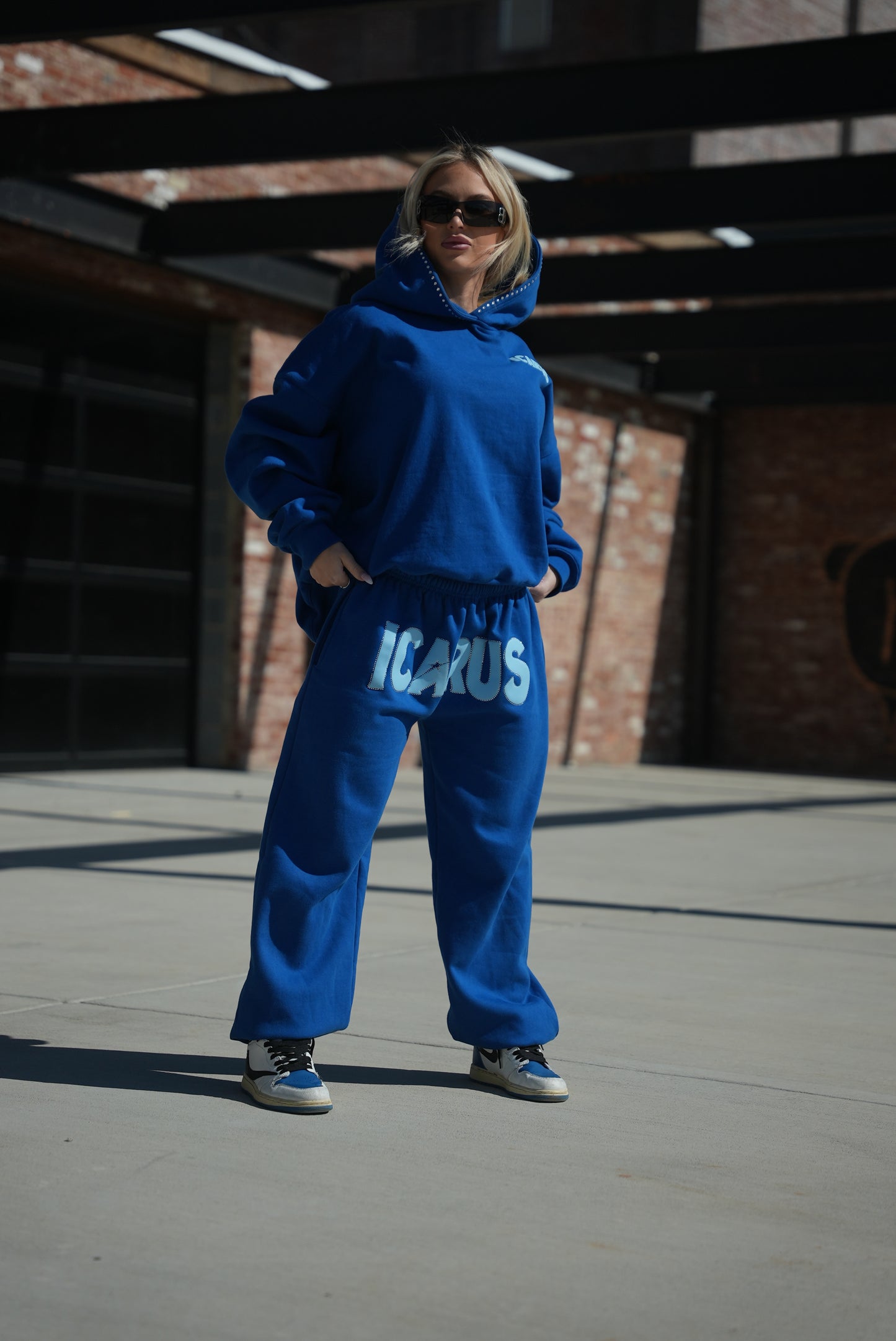 Royal Blue Rhinestone Sweatpants