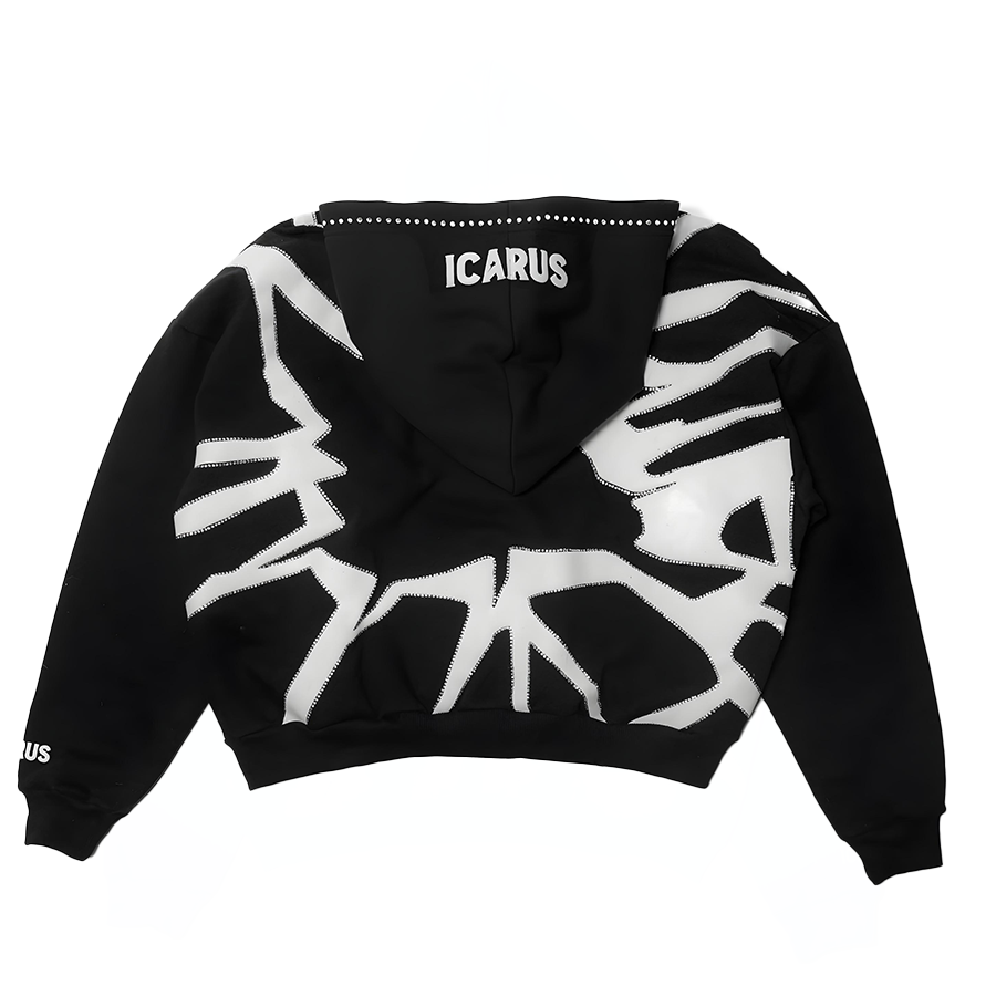“Fallen” Black Puff Print Rhinestone Sweatshirt