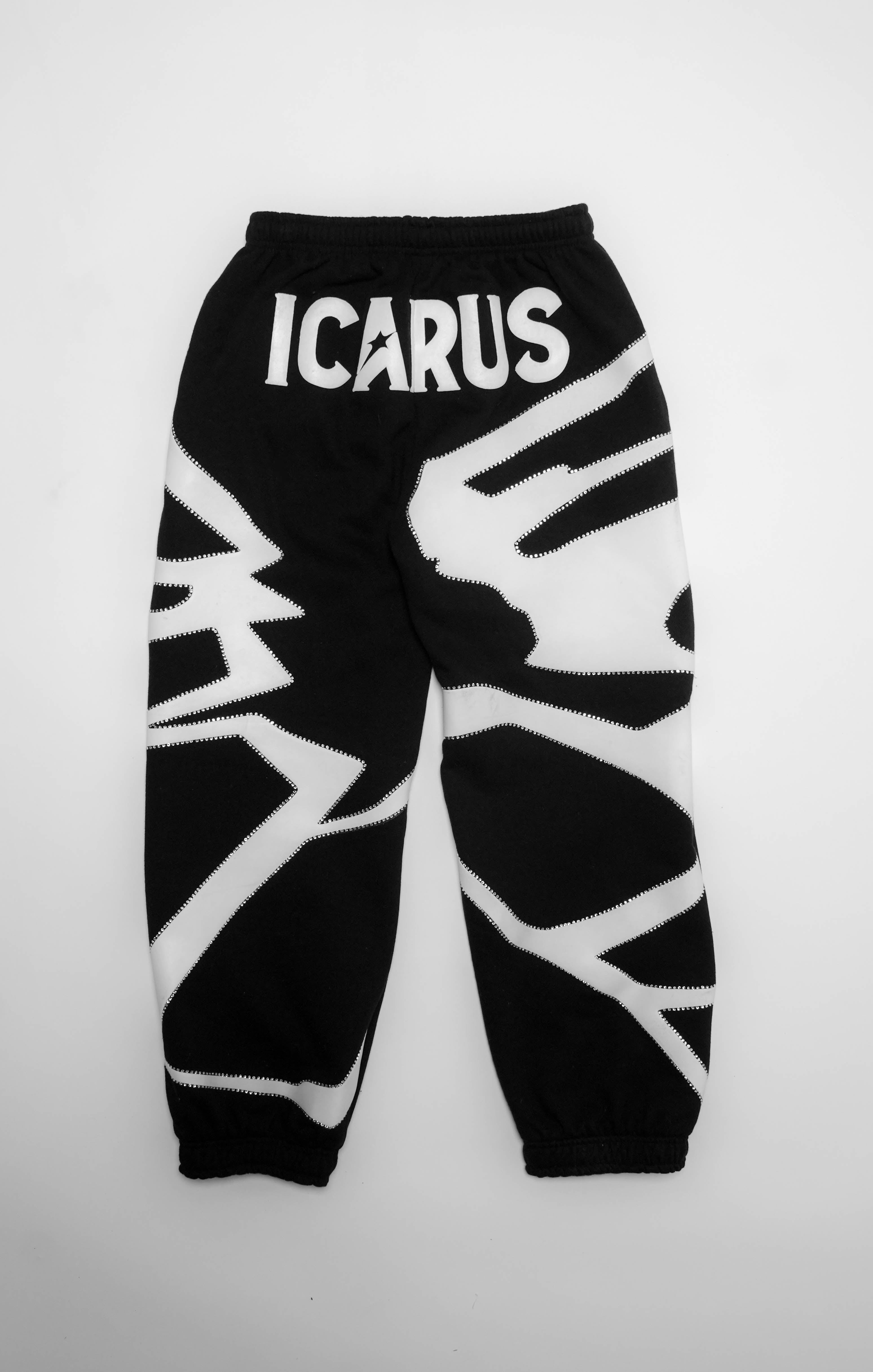 “Fallen” Black Puff Print Rhinestone Sweatpants