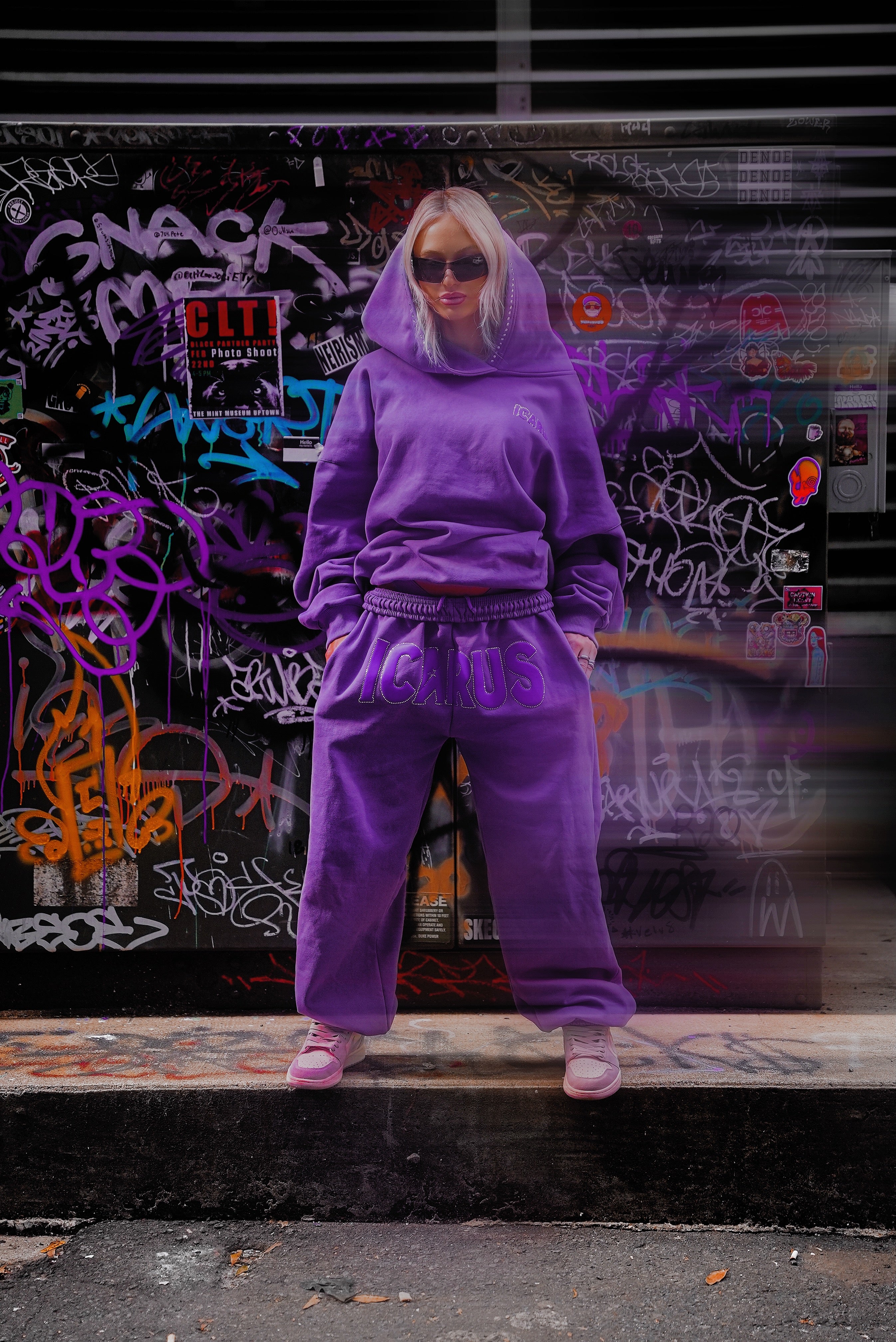 Altura Purple Puff Rhinestone Sweatpants