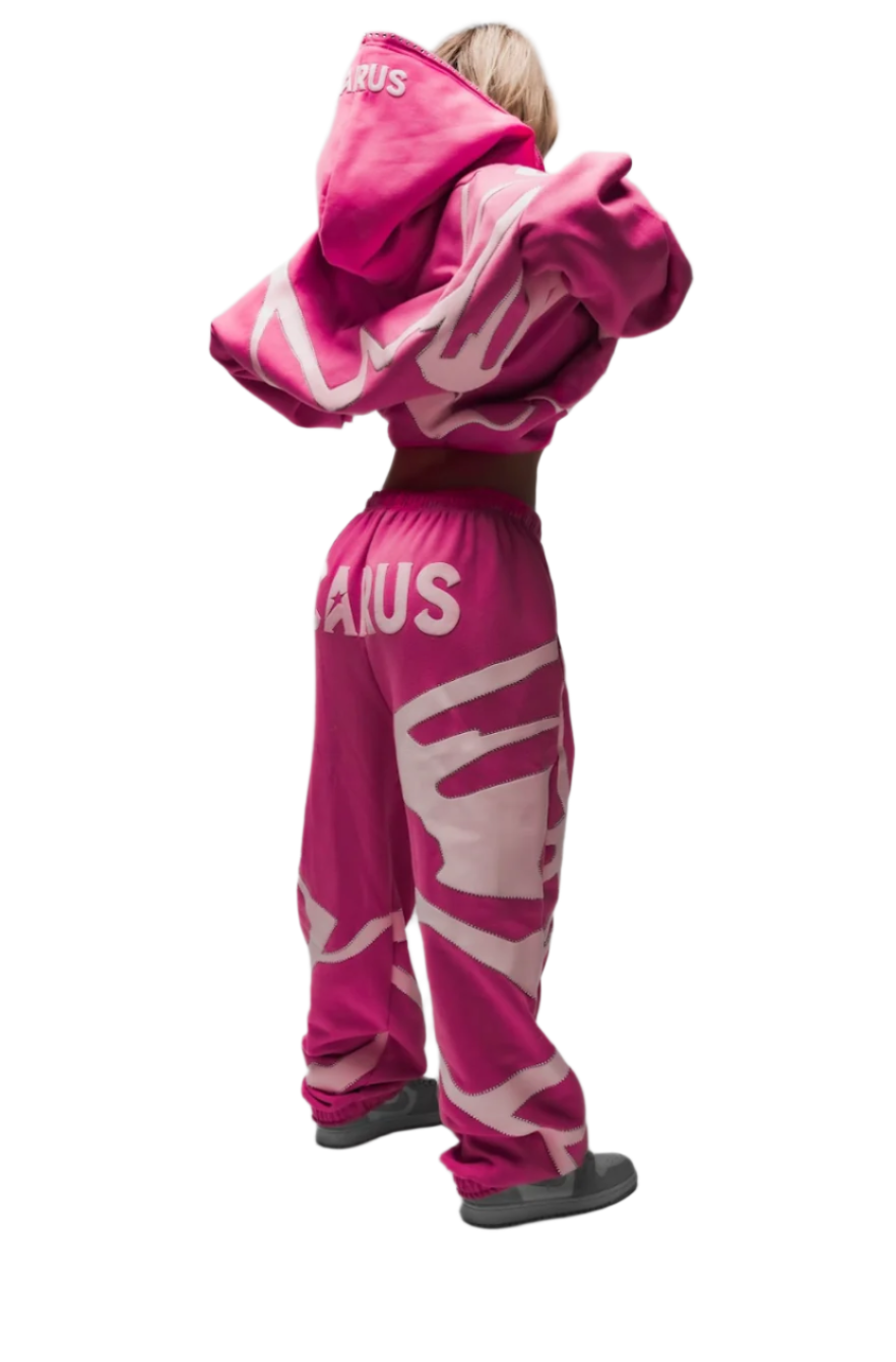 “Fallen” Pink Puff Print Rhinestone Sweatpants