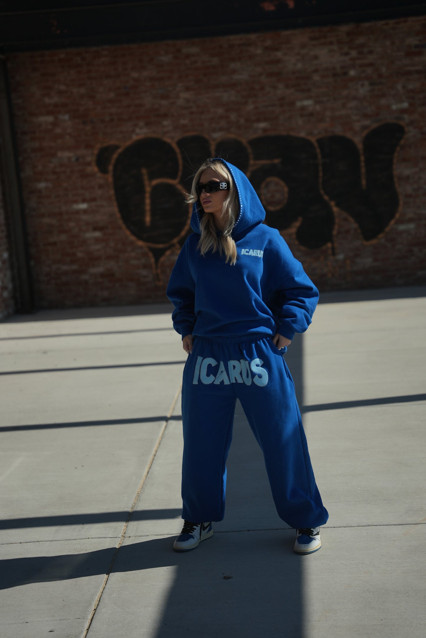 Royal Blue Rhinestone Sweatpants