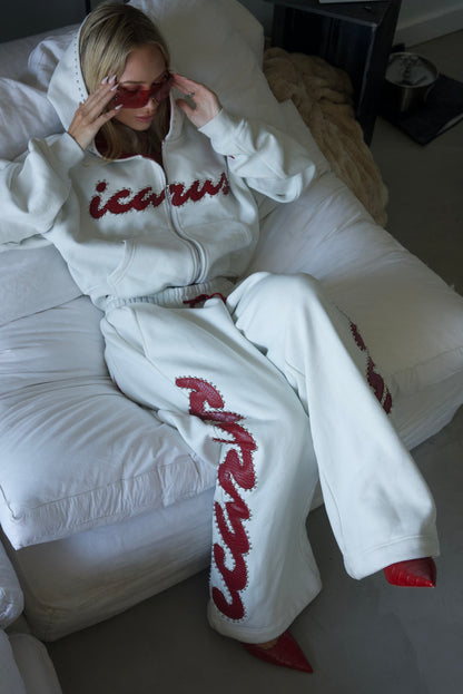 Red Crocodile Studded Sweatpants