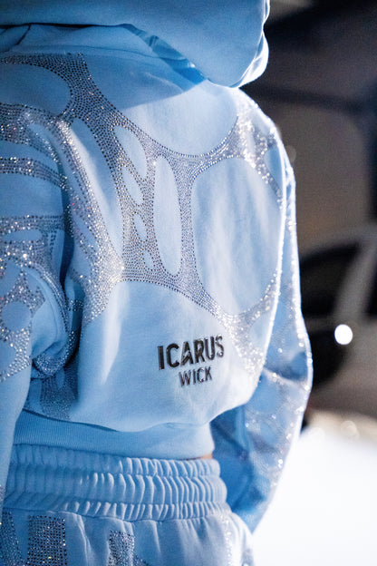 Ascent Blue Rhinestone Cropped Hoodie