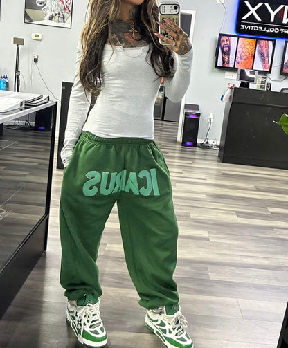 Green Rhinestone Sweatpants