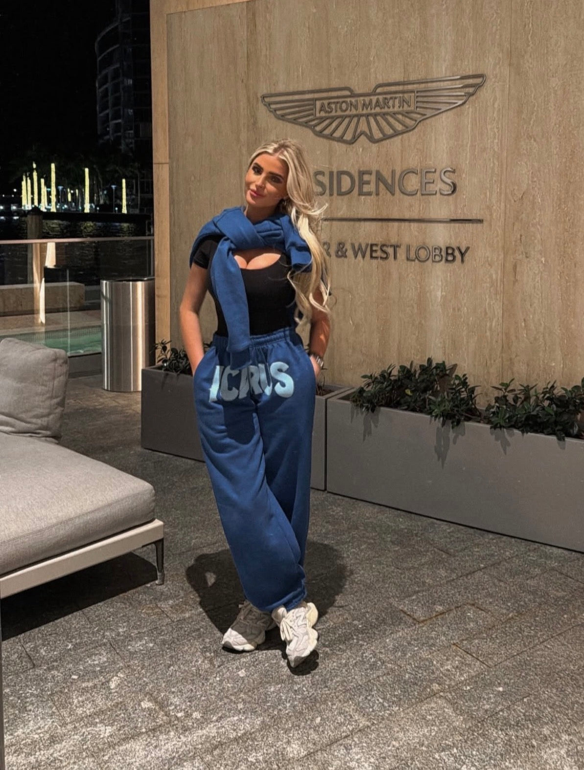 Royal Blue Rhinestone Sweatpants