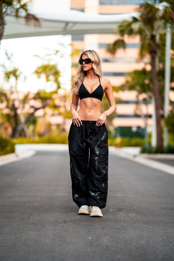 All Black Rhinestone Sweatpants