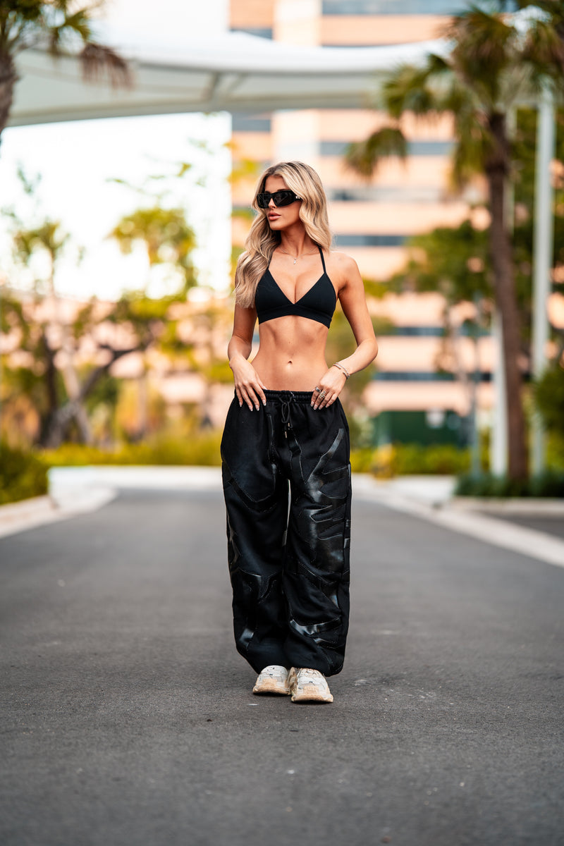 All Black Rhinestone Sweatpants