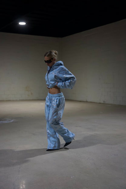 Ascent Rhinestone Sweatpants - BLUE